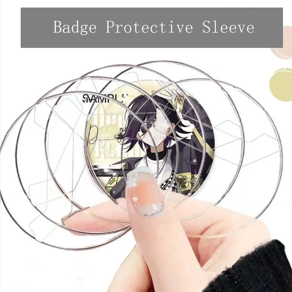 

5Pcs Badge Protector Ita Bag Pin Case Transparent Anime Badge Display Sleeve PVC Protective Badge Protective Sleeve Badge Pins