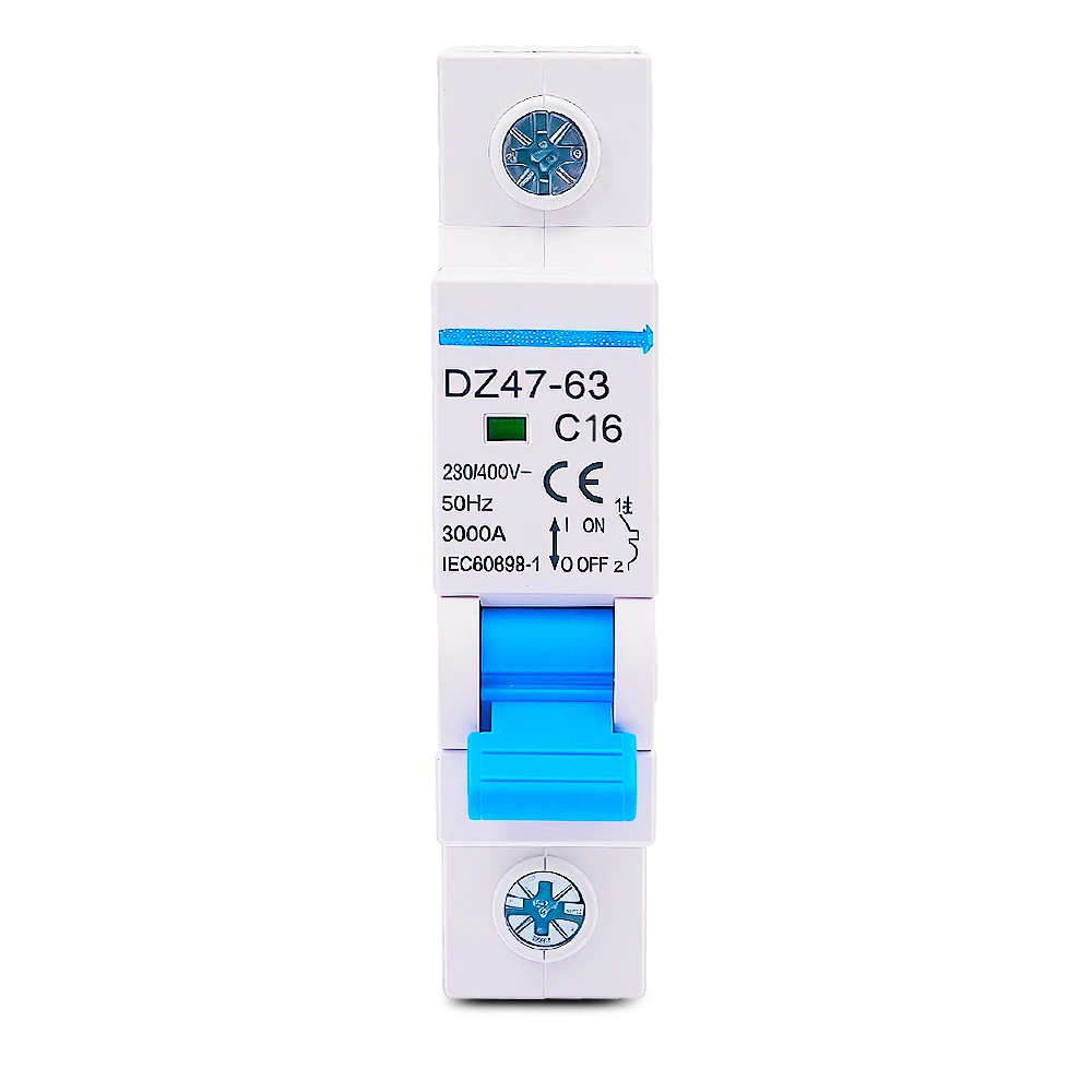 1 PCS DZ47-63 1P 16-63A Din Rail Mini Circuit Breaker Compact Miniature MCB for Home Electrical System Safety Protection