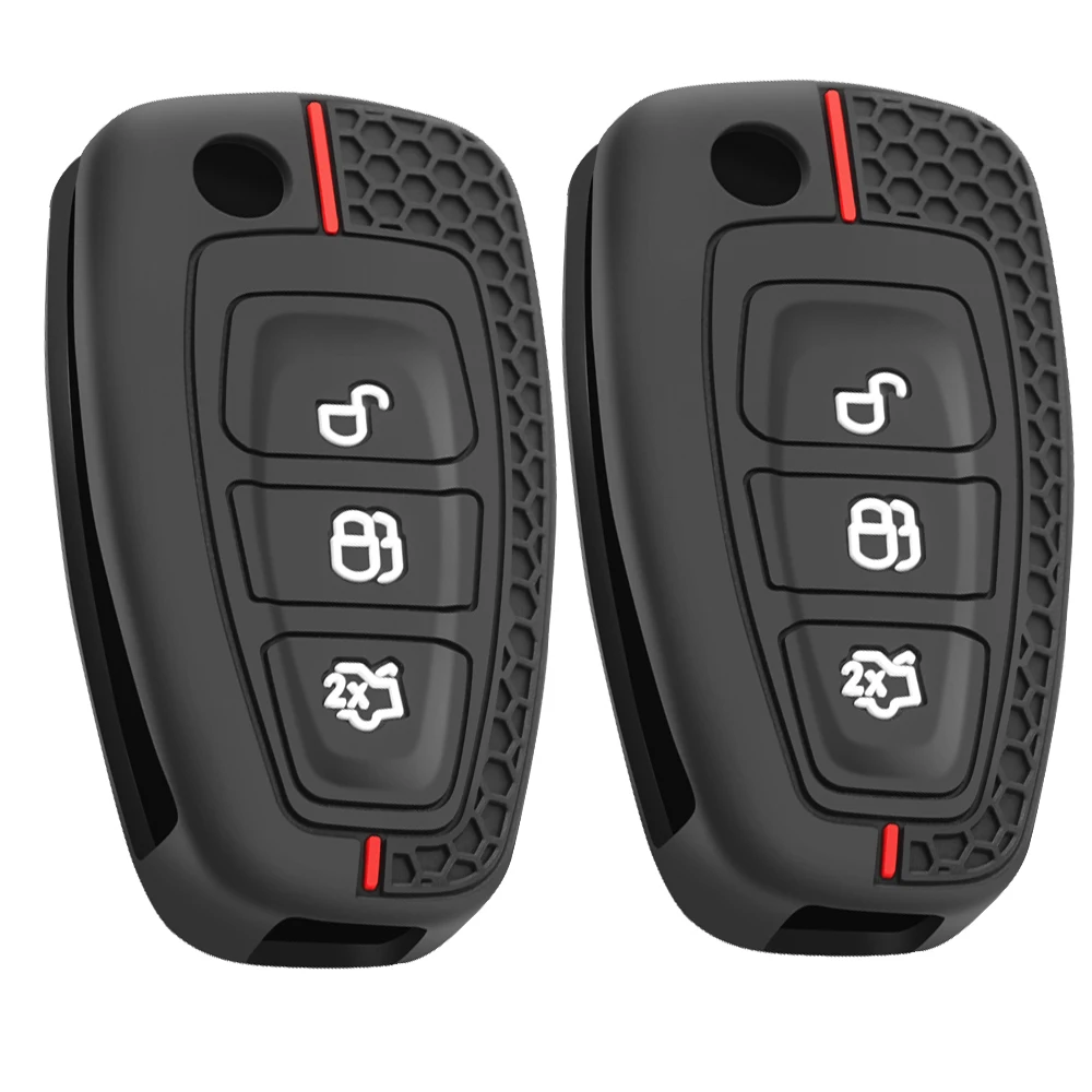 Funda de silicona con 3 botones para mando a distancia de coche, funda para Ford Ranger c-max s-max Focus MK3 Galaxy Mondeo Transit Tourneo personalizada