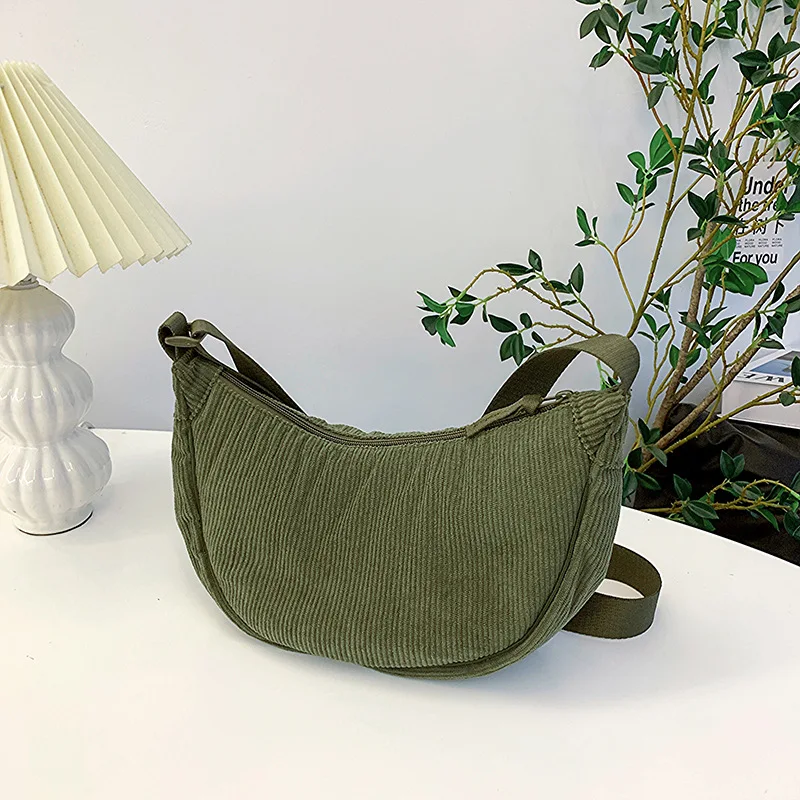 Hana Lau Solid Corduroy Hobo Shoulder Bag 7