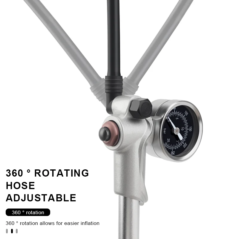 Bicycle Air Shock Pump 300psi With Gauge High-pressure Portable Bike Fork Rear Suspension Pump Hand Tire Air Inflator