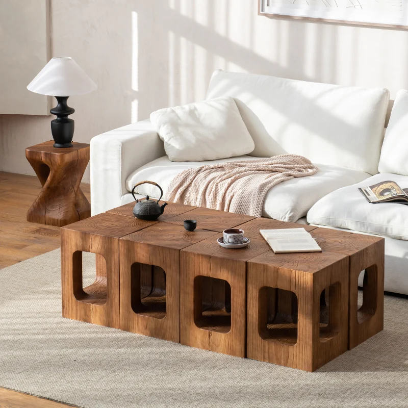 ！@Handmade Square Solid Wood Modern Coffee Table for Home Living Room Furniture XIWU Brand Eco-Friendly Durable