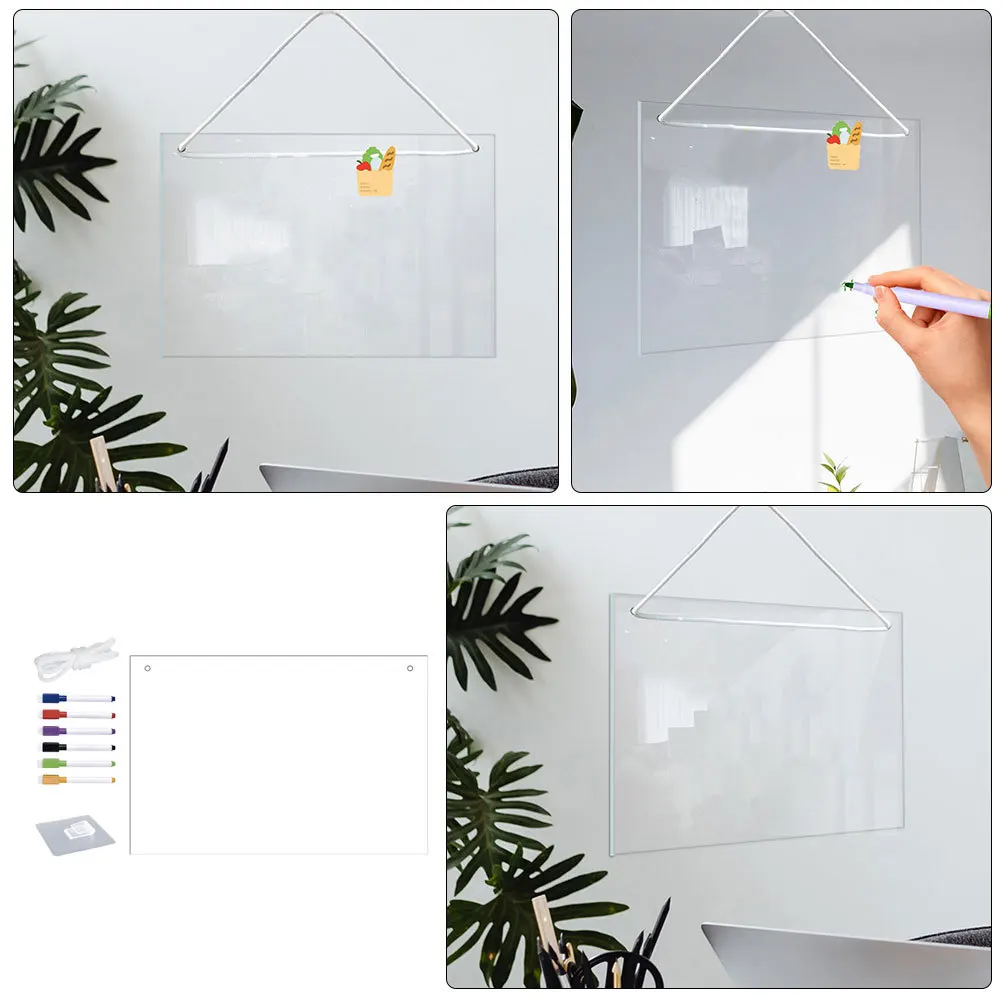 مجموعة واحدة من لوحة المذكرات الشفافة والمسح الجاف بدون إطار من الأكريليك لوح كتابة معلق للوحات الكتابة المنزلية للمكتب #2