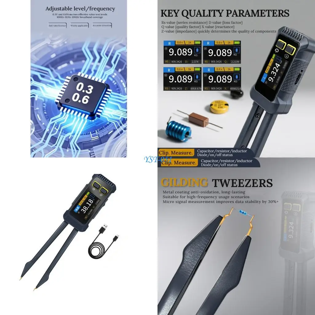 

E15A Интеллектуальный тестер JD1795 с частотой 10 кГц, пинцет для измерения качества компонентов
