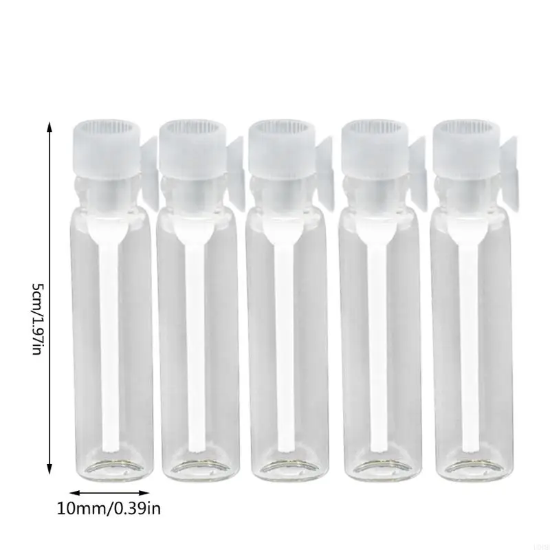 U0DE 100 шт. 3 мл мини-прозрачная пустая стеклянная бутылка-трубка флаконы для образцов духов с пластиковой крышкой-стержнем