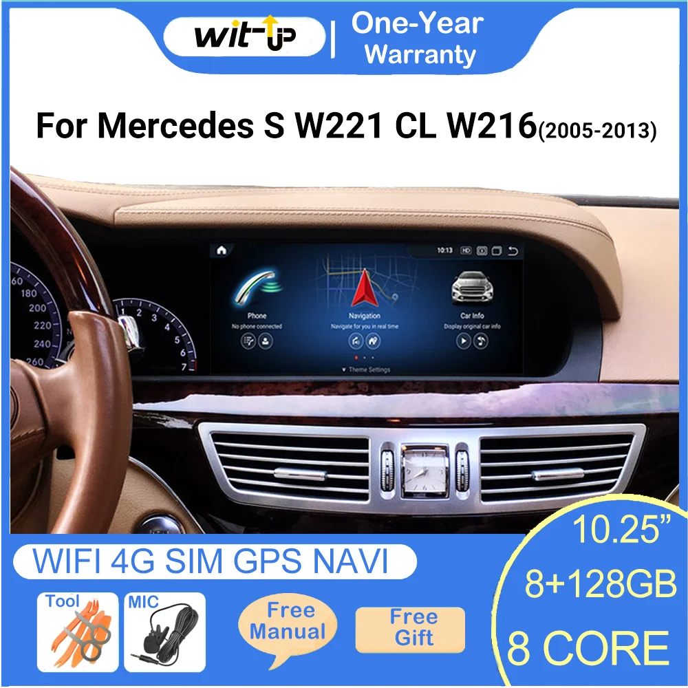 

Wit-Up Screen Upgrade for Benz S W221 CL W216 2005-2013 9.3" Android 13.0 Radio Carplay GPS Navi Autoradio Multimedia Google Map