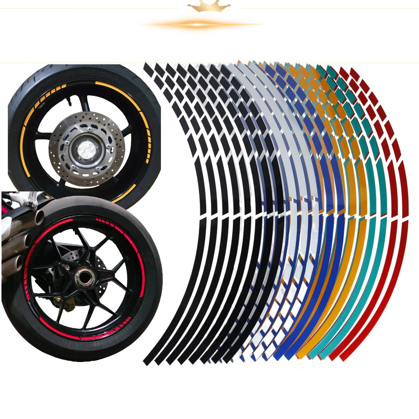 

1 Set Car Styling Strips Reflective Motocross Bike Motorcycle 5 Colors Wheel Stickers and Decals 17/18 Inch Reflective Rim Tape