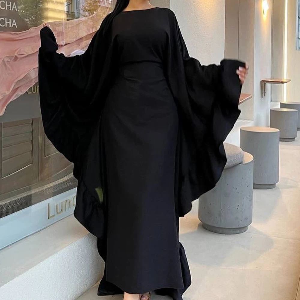 

Elegant Party Dresses Woman Floor Length Jersey Long Sleeves Pleats Solid Color Sweep Train Boat Neck Bespoke Occasion Gowns