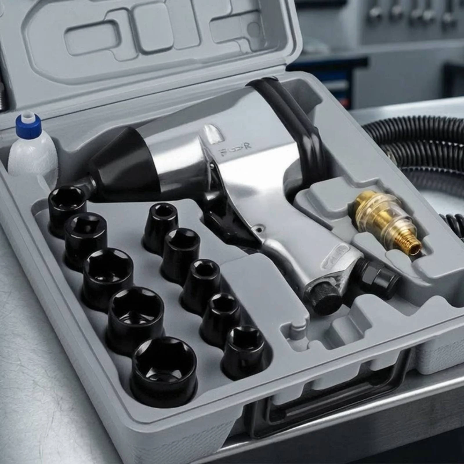 Air Impact Wrench Kit Heavy-Duty Air Tool Kit with Carrying Case Impact Wrench with Socket Set Professional Portable
