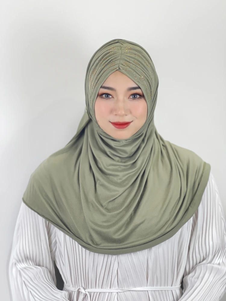 Muslim Prayer Hijab Women Headscarf Hijabs Multi-color Comfortable Brushed Solid Women\'s Malay Headscarf Strap Cover Long Scarf