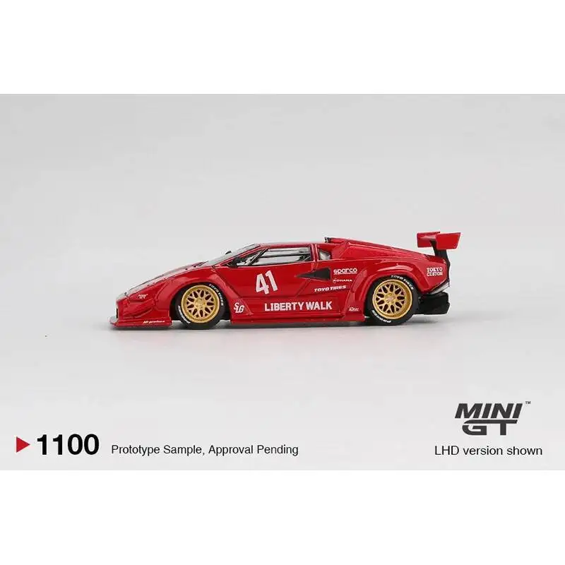 Przedsprzedaż MINIGT 1100 1:64 LBWK Lamborghini Countach LB WORKS Czerwony Model Auta z Odlewu Metalowego Kolekcja Zabawek