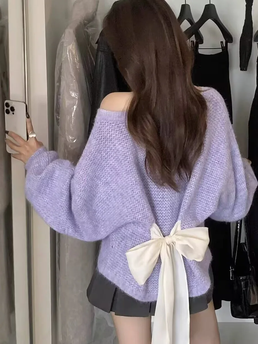 

Women's Loose Knitted Sweater Knot Belt Soft Cozy Long Sve Autumn Winter Faion Casual Commute Sle Pure Cotton