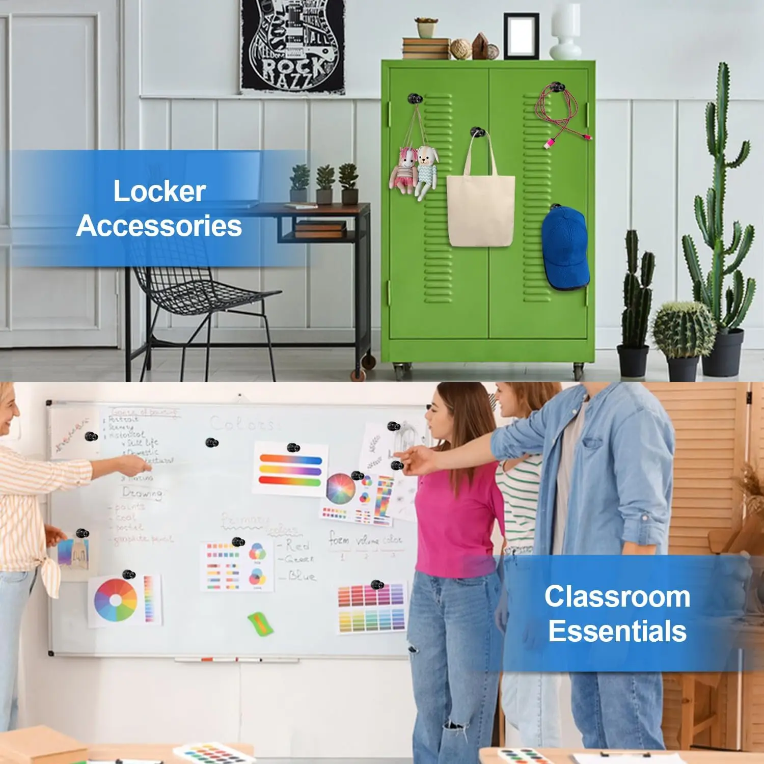 Refrigerator Stickers 12 Pieces Refrigerator Whiteboard Small Size Strong Magnets Classroom Kitchen Accessories Black
