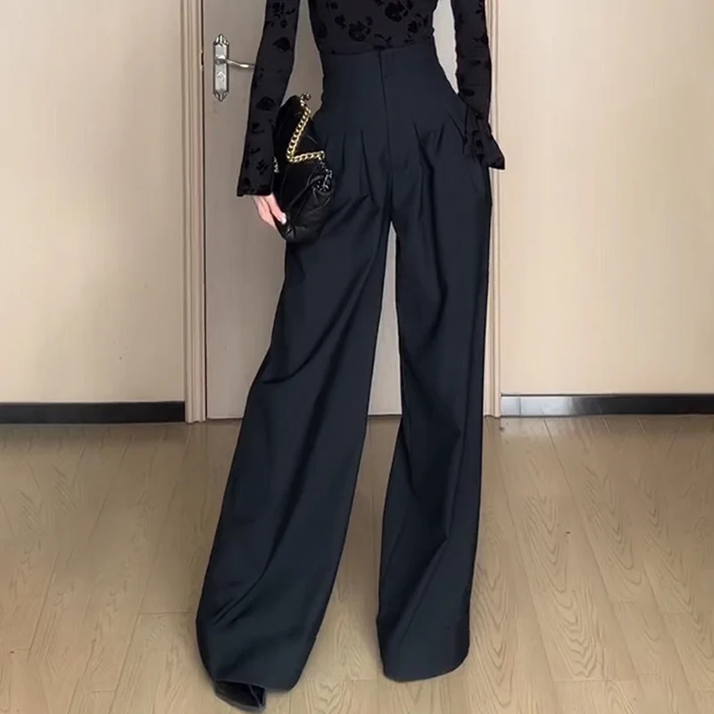 Ultra High Waist Wide Leg Pants Straight Drooping Spring and Summer All-Match Trousers Thick Suit Pants Mop Pants