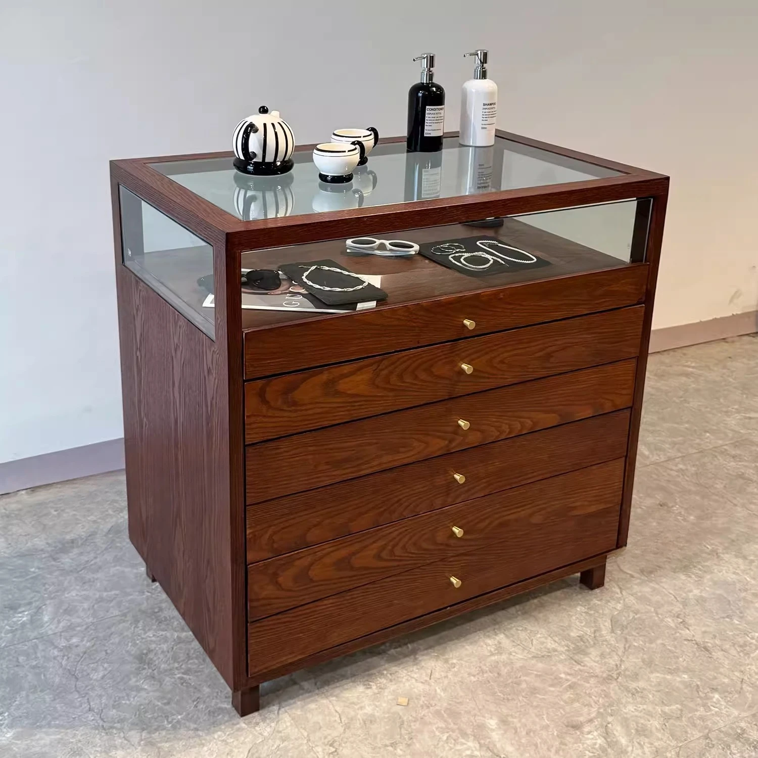Jewelry Display Cabinet Display Cabinet Simple Light Luxury Water Table Glass Middle Island Cabinet