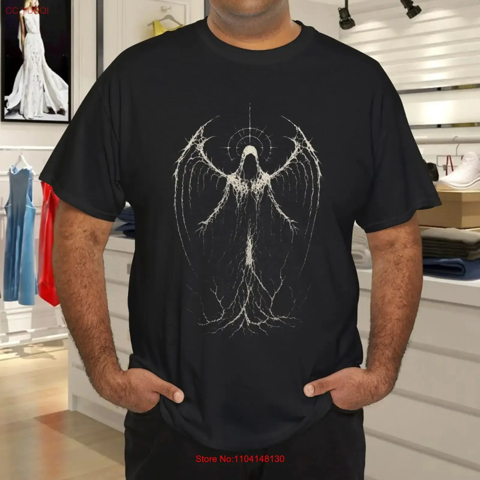 Goth Angel Cyber Sigil Fallen Wings Alt Alternative Horror T Shirt vintage Washed fashion homme Unisex graphic Comfortable