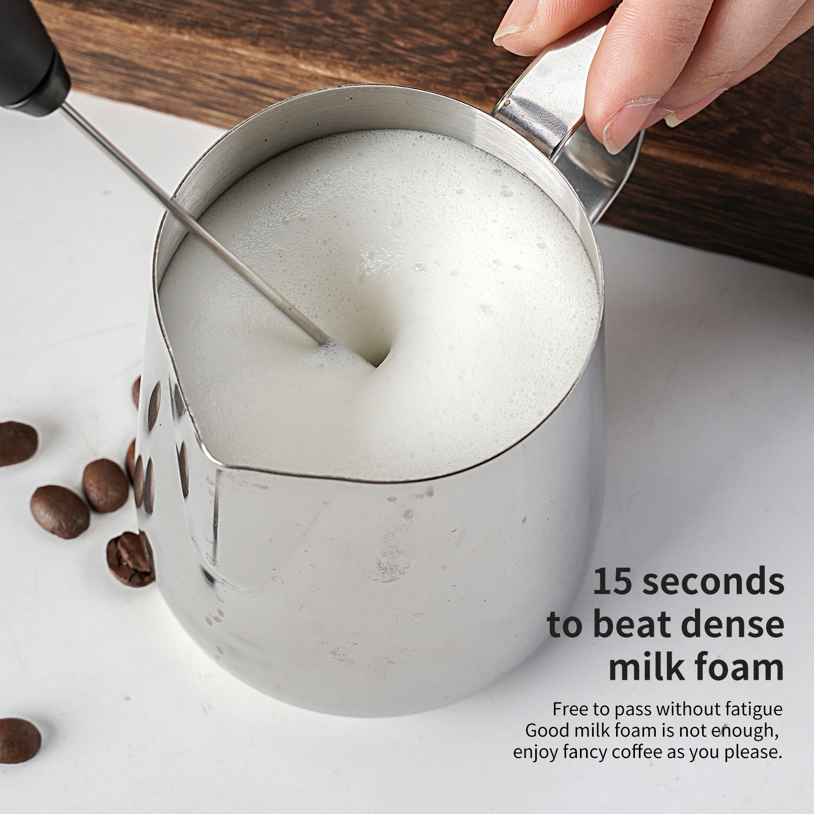 Powerful Milk Frother Wand Mini Handheld Milk Frother Whisk Rechargeable Drink Mixer for Coffee Lattes