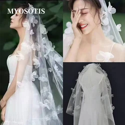 Romantic Wedding Veil Dress Petals Decoration Veil Layers Tulle  Bridal Veils