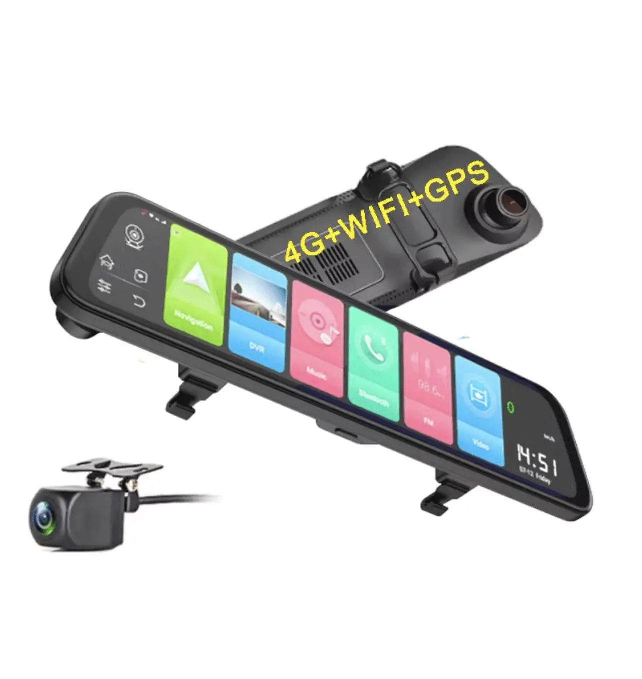 

8.1 Android ADAS Car DVR 4G LTE Touch Mirror Dash Cam With Dual Lens Rear View Wifi GPS Simcard Remote Simultaneous Recording