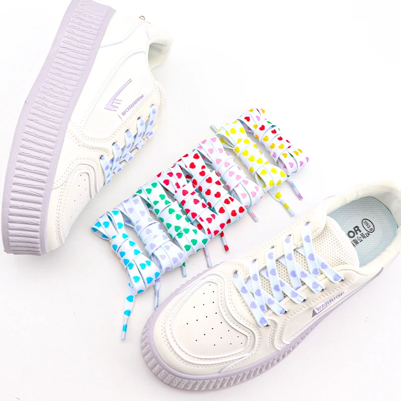 Love Heart Shoelaces for Sneakers Flat Shoelace Casual High Canvas Shoe Laces for AF1/AJ1 Women Men Shoestrings Shoes Accesories