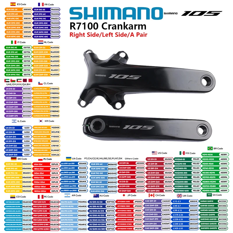 Shimano 105 R7100 Di2 série pédalier R7100 pédalier 2x12s côté gauche droit/une paire 165mm 170mm 172.5mm 175mm Original Shimano