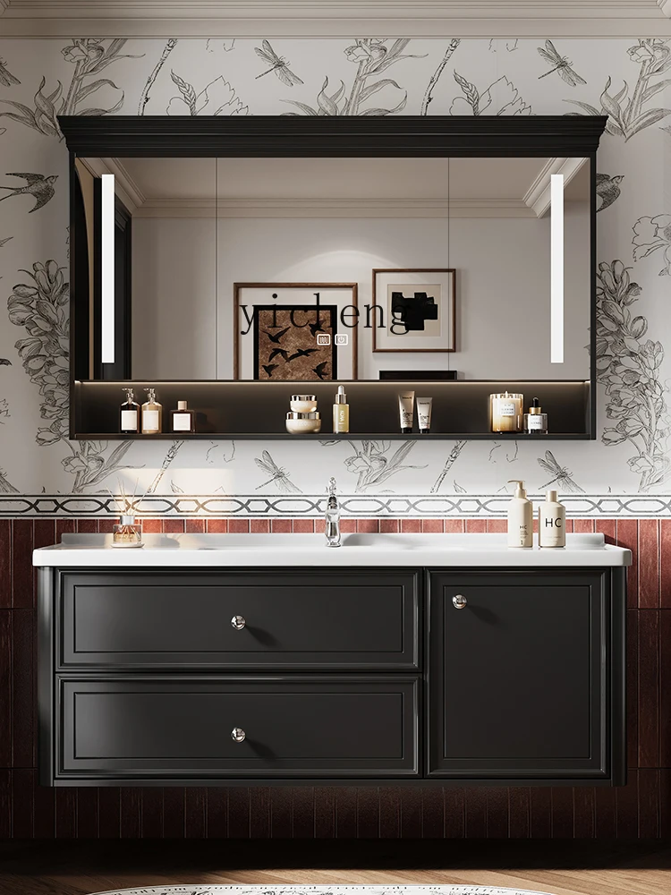 L23 Retro Bathroom Cabinet Ceramic Integrated Basin Bathroom Oak Washstand Hand Washbasin Pool Combination