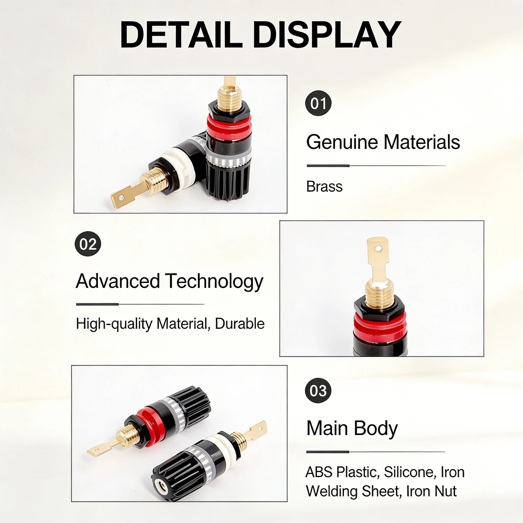 2PCS Brass Speaker Binding Post Audiophile Amplifier Speaker Terminal Connector HI-End Banana Jack Sound Audio Connector Adapter