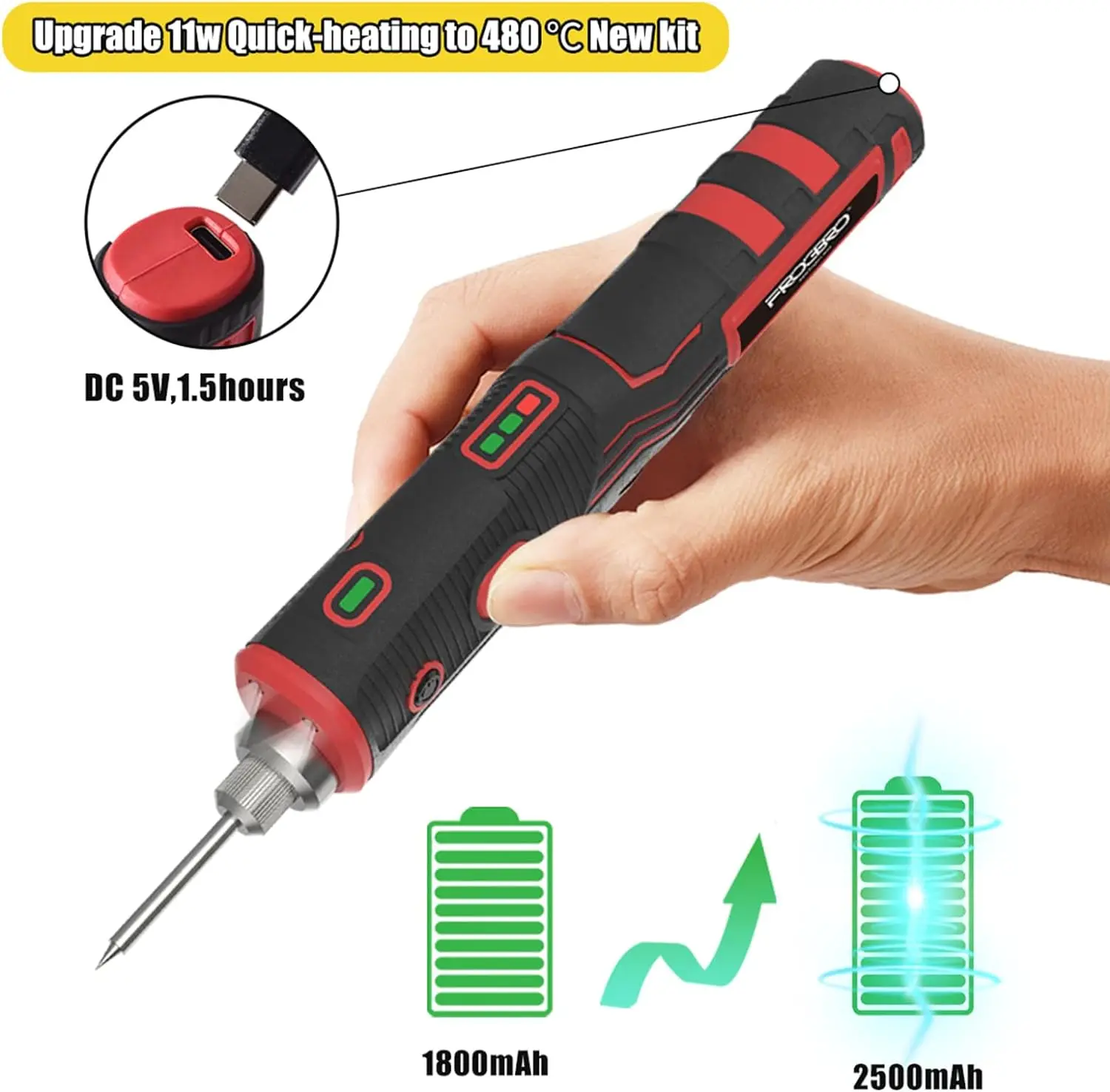 FROGBRO Cordless Soldering Iron 1800mAh Rechargeable Soldering Tool Professional Portable Welding Tool Electronic Soldering Kit