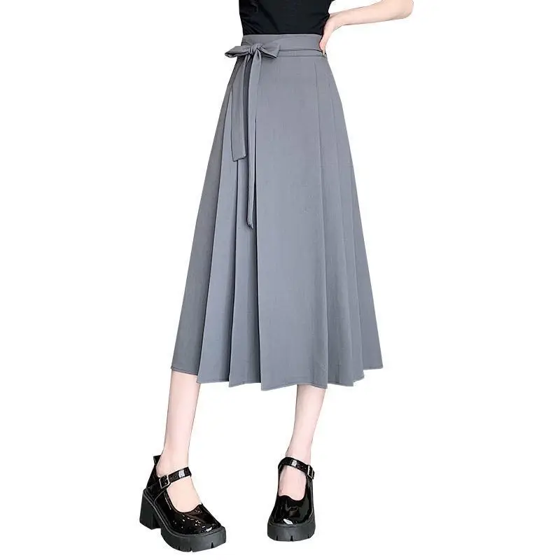 ربيع وصيف جديد Sle حزام رفيع عالية الخصر التخسيس تنورة طويلة ميدي الدكتور إلي المتضخم هملين f طول Faionable