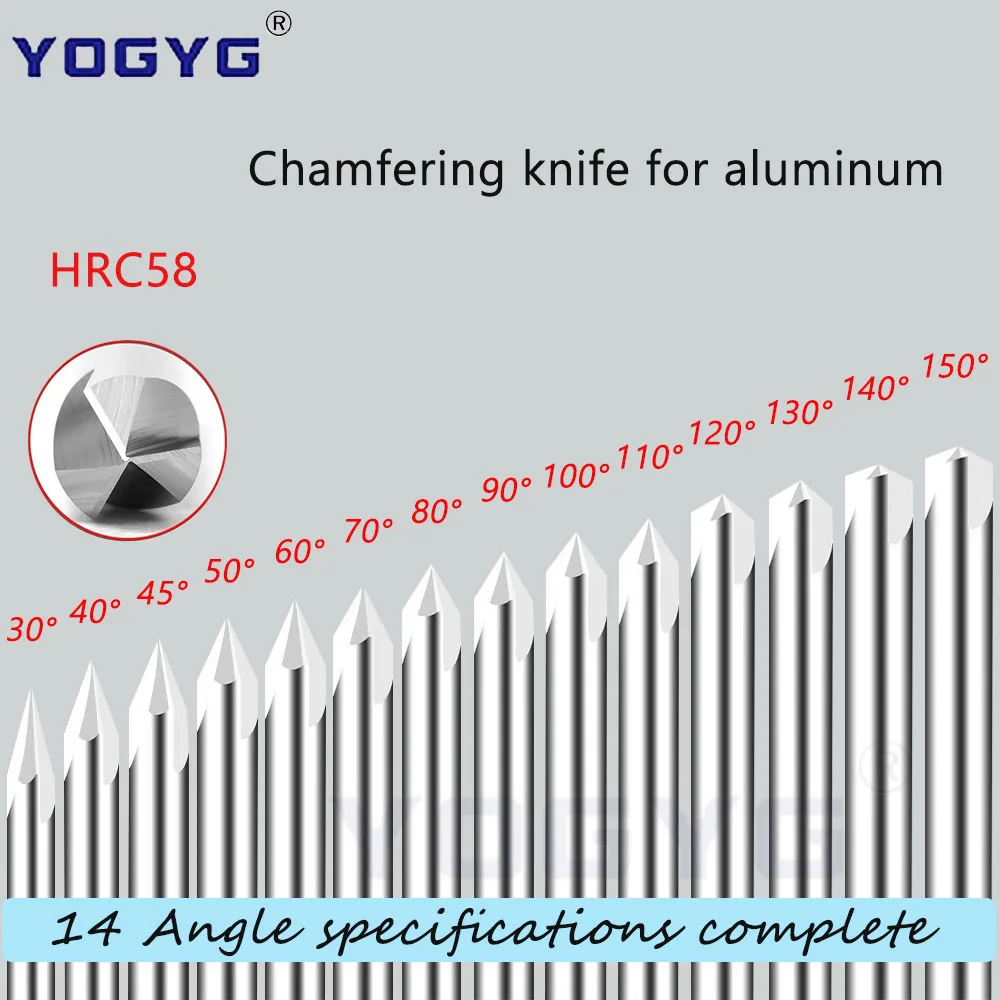 

HRC58 Chamfering knife for aluminum 30/45/60-150 Degree 3/4/5/6/8/10/12-20mm 2/3 Flutes Deburr End Mill Engraving Chamfer Cutter