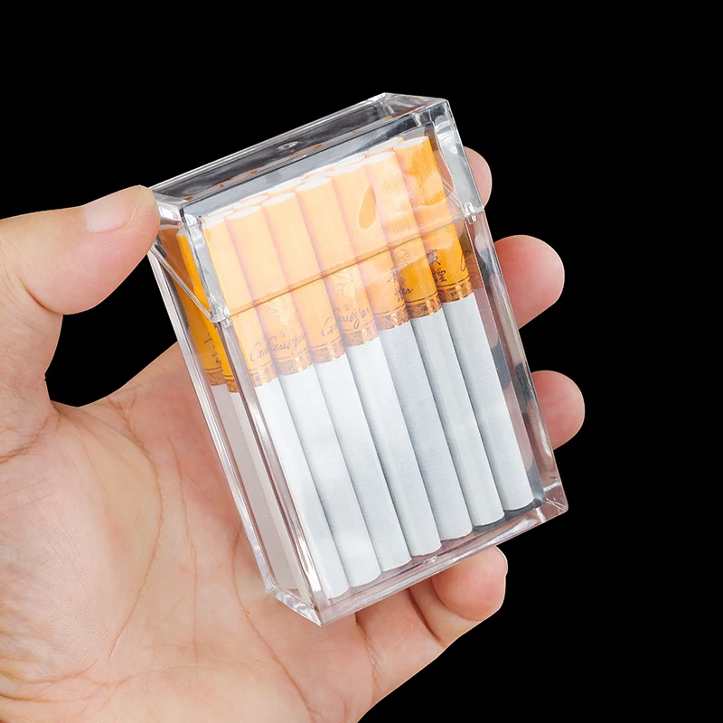 Arylic Cigarette Case Box Hot Saling Clear Transparent Men Portable Reusable King size Plastic Cigarette Storage Box