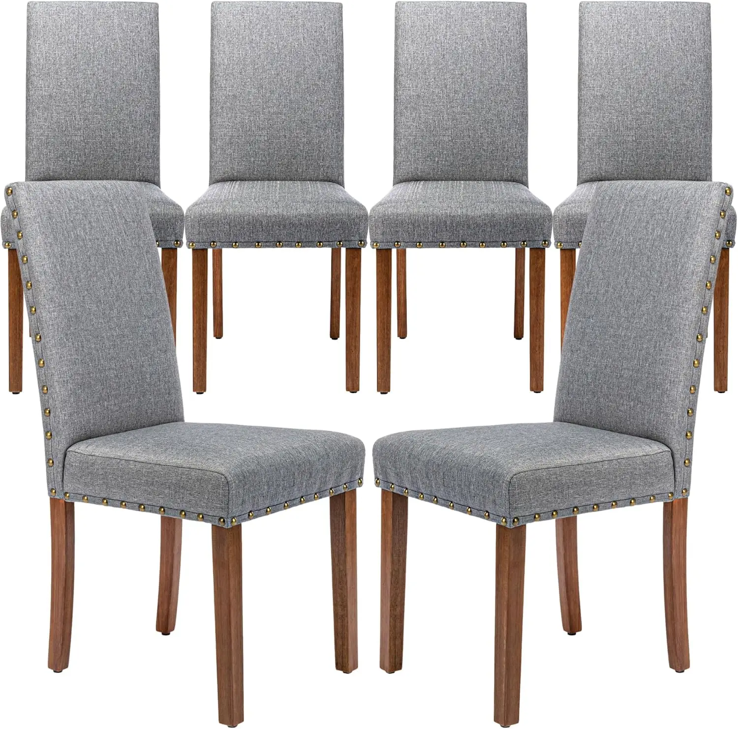 Parsons Kitchen Dining Chair Set Room Modern Upholstered Stylish Fabric High Back with Nailhead Trim