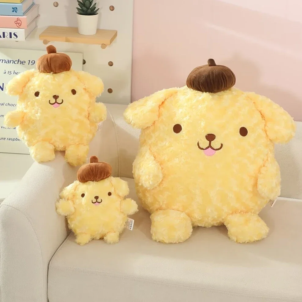 Adorável sanrio pom pom puirn brinquedos de pelúcia kawaii sanrio pompompurin bonecas de pelúcia decoração do quarto almofada cabeceira sofá travesseiro