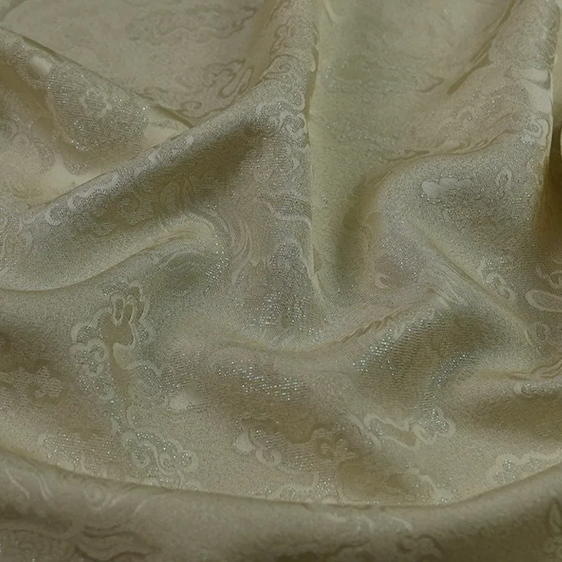 Woven gold pure silk light yellow new Chinese-style Hanfu and cheongsam fabric