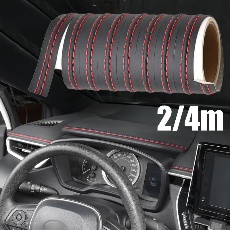 

4m Pu Leather Car Self-Adhesive Decorative Line Strip Interior Dashboard Door Mouldings Trim DIY Modifications Decoration Strips