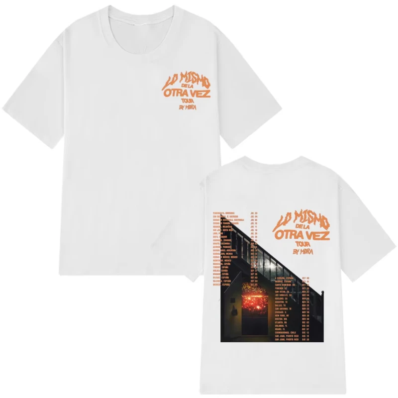 Mora Lo Mismo Dela Otra Vez Tour 2025 القوطية تي شيرت الصيف الرجال الهيب هوب موضة القطن المتضخم تي شيرت على طراز هاراجوكو ملابس الشارع