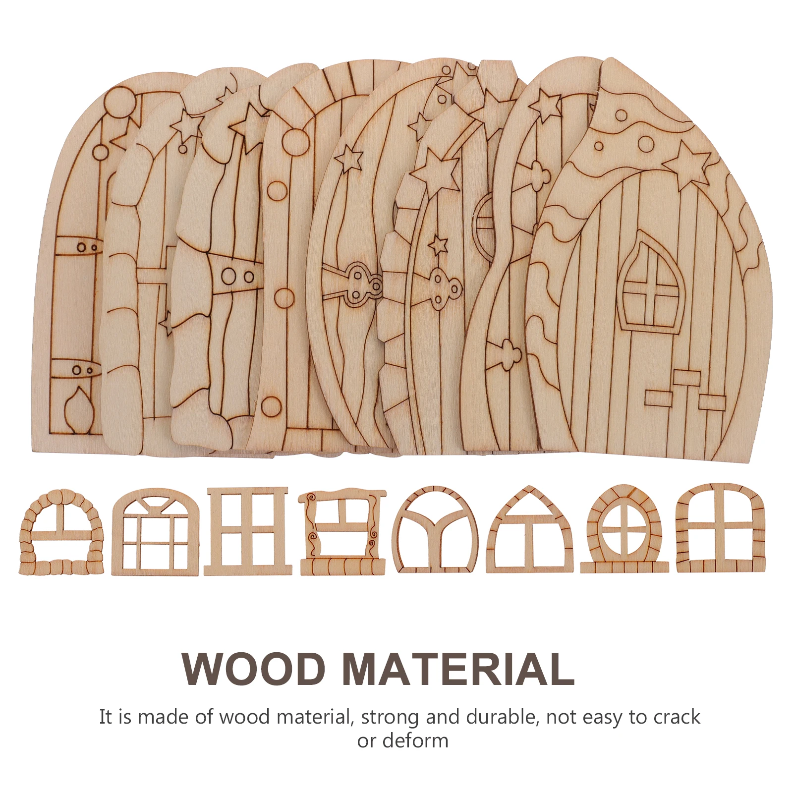 

64pcs Mini Unpainted Wooden Miniature Blank Door For Kids Diy Craft Micro Landscape Decoration Accessories Unfinished Fairy
