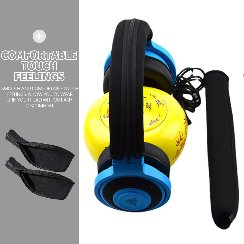 

2Pcs Headband Cover Protector Wrap Over Headphone Headband Pad Protector Zipper Closure Comfortable Durable Use