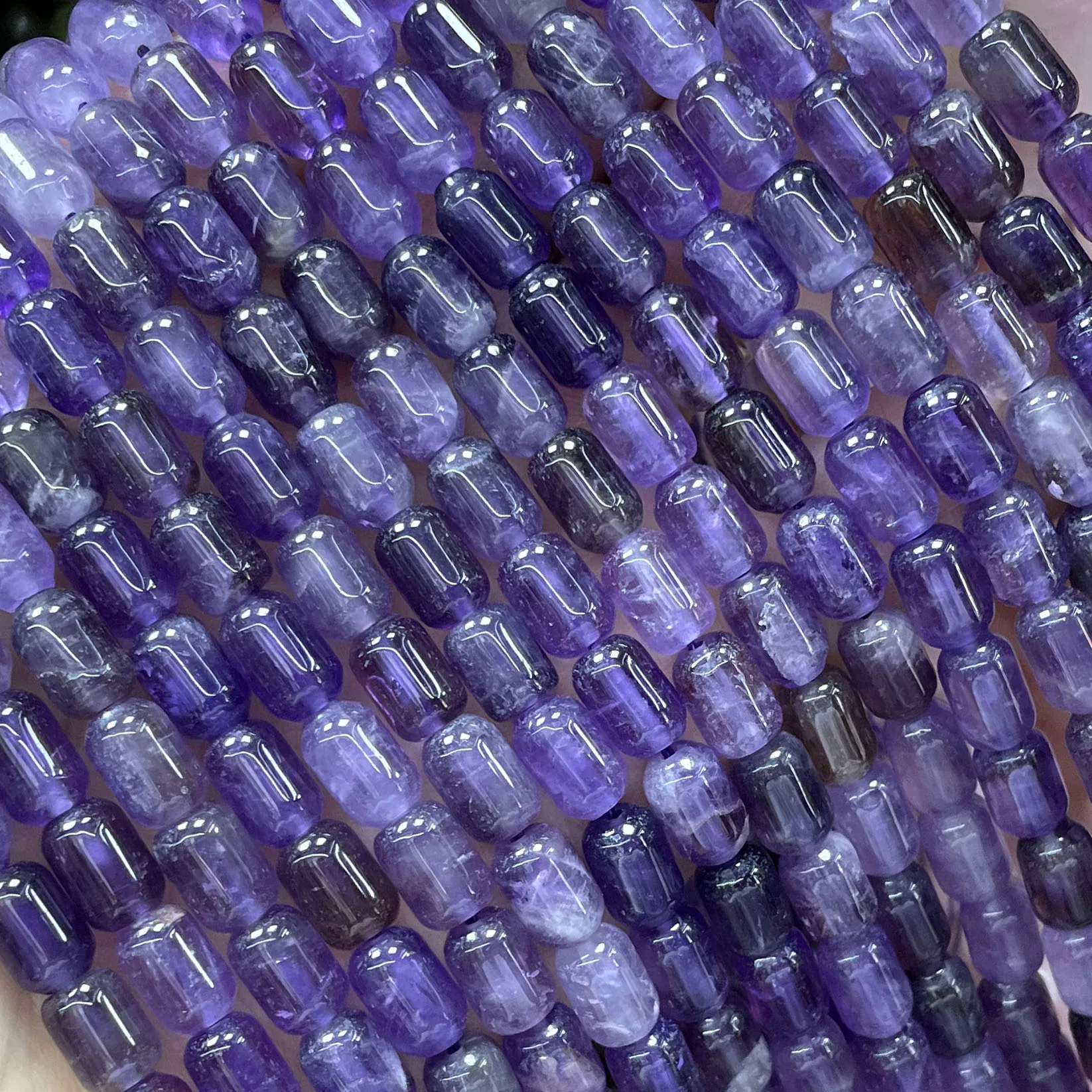 Natural Stone Cylinder Quartz Citrine Apatite Amazonite Loose Spacer Beads For Jewelry Making DIY Bracelets Accessories 6X9MM