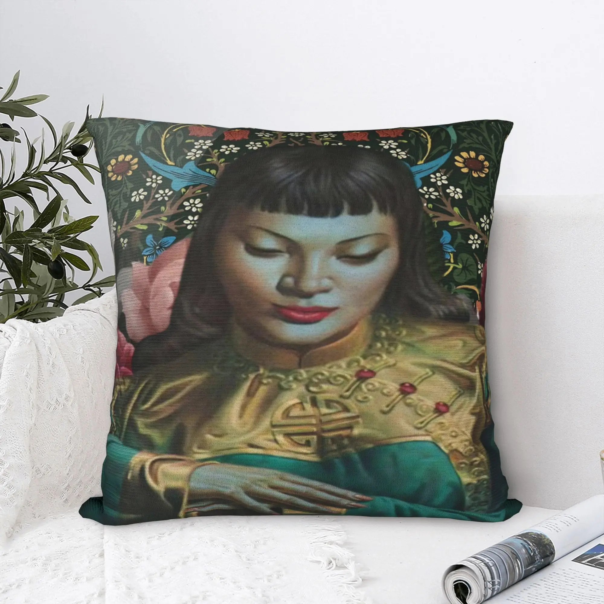 Miss Wong Vladimir Tretchikoff  Printing Pillowcase Cushion Cover  Throw Pillow Cover Warm Home Decor Square Multi-Size