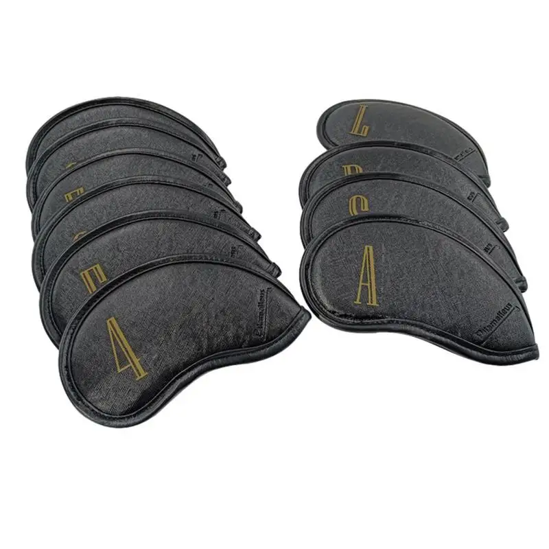 Golf Covers For Irons Golf Club Covers 10pcs PU Leather Iron Head Covers Waterproof Iron Headcover Wedge Golf Iron Cover For