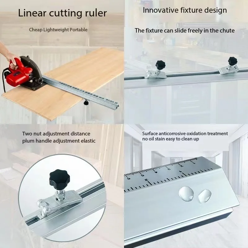 135CM Electric Circular Saw Cutting Machine Guide Foot Ruler Three-in-one 45 Degrees Chamfer Fixture Woodworking Cutting Helper