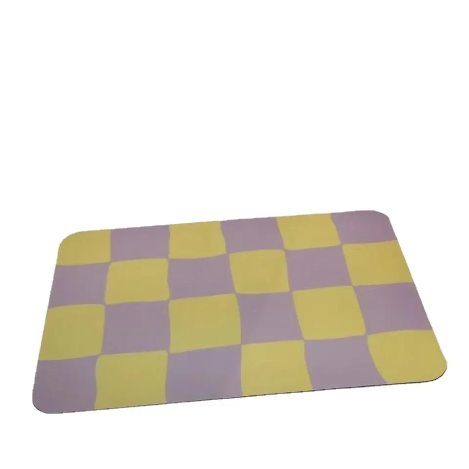 chessboard grid quick drying door mat modern and simple diatomaceous mud absorbent mat of bathroom