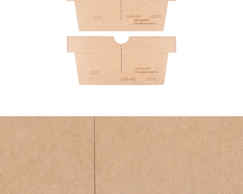1 Satz handgefertigte Lederhandwerke – modische lange Geldbörse mit großem Fassungsvermögen, Handytasche, Kartentasche, DIY-Kraftpapier mit Lochvorlage – Detail 4