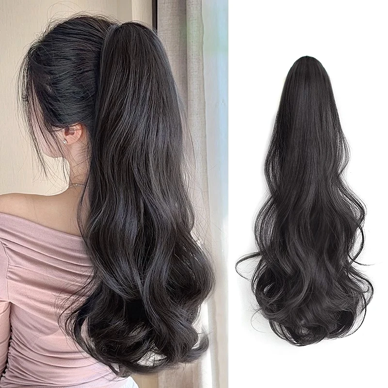 Synthetic Long Curly Hair Band With Grab Clip Ponytail Wig Curly Hair False Ponytail Fluffy Hair Can Be Braided