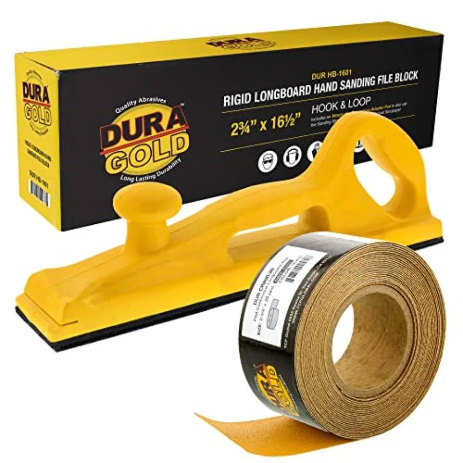 

Pro Series Rigid Longboard Hand Sanding File Block with Both Hook and Loop Backing and PSA Backing Adapter Pad and 800 Grit PSA