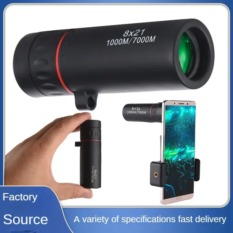 Mini Pocket Small 8x21 Red Circle Monocular Portable Outdoor Camping Mountain Hiking Scenic Camping Telescope