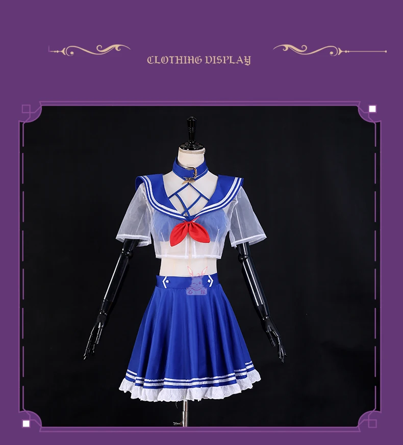 InYOYO Shylily Sailor Suit Uniform Dress Cosplay Costume Vtuber Nijisanji Fashion Party Outfit Top Bra Skirt Halloween Carnival