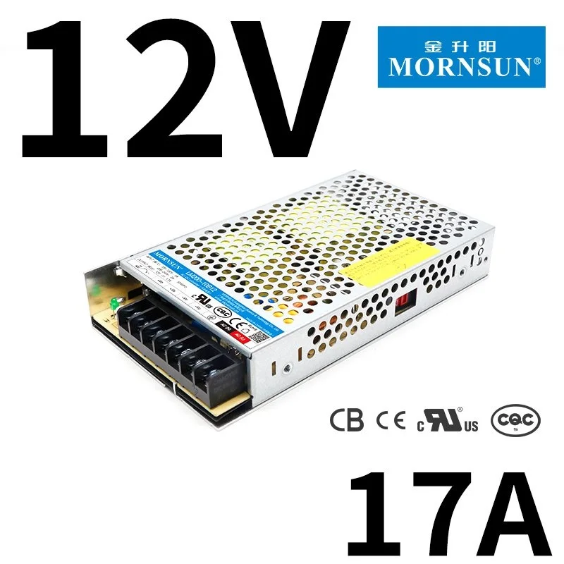 MORNSUN LM200-10B12 LM200-10B24 204W 12V/17A high quality switching power supply industrial  LED street lamp