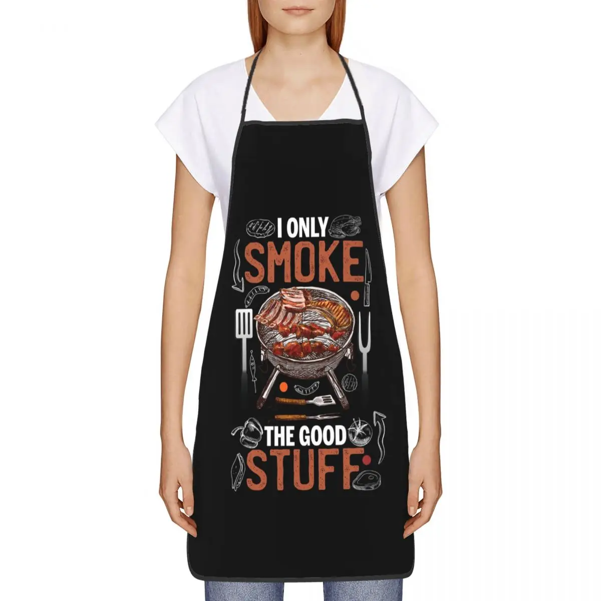 Custom Bib I Only Smoke The Good Stuff Apron Men Women Unisex Adult Chef Cooking Kitchen BBQ Grill Tablier Cuisine Gardening